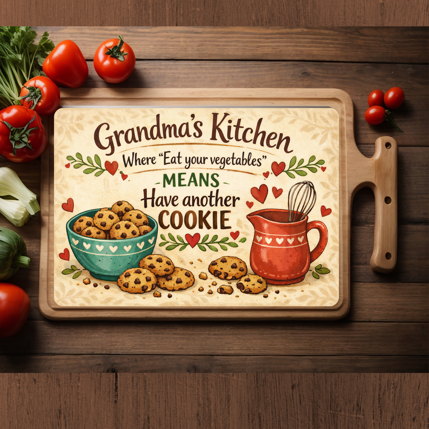 Grandma's Kitchen Glass Cutting Board