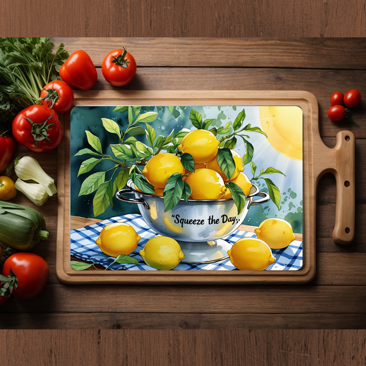 Pot of Lemons Glass Cutting Board