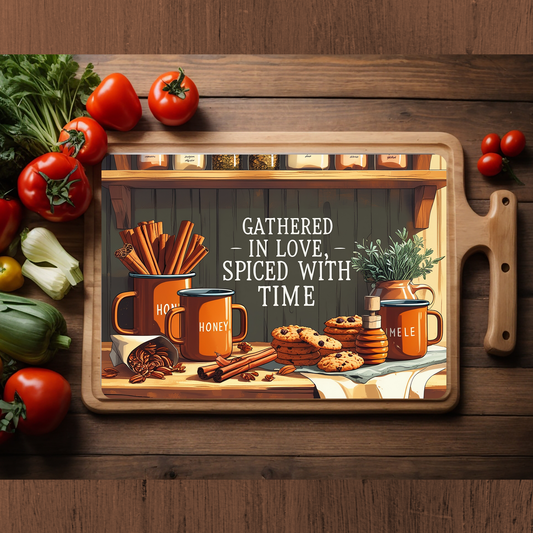 Gathered in Love Glass Cutting Board