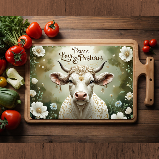 Peace Love & Pastures Glass Cutting Board
