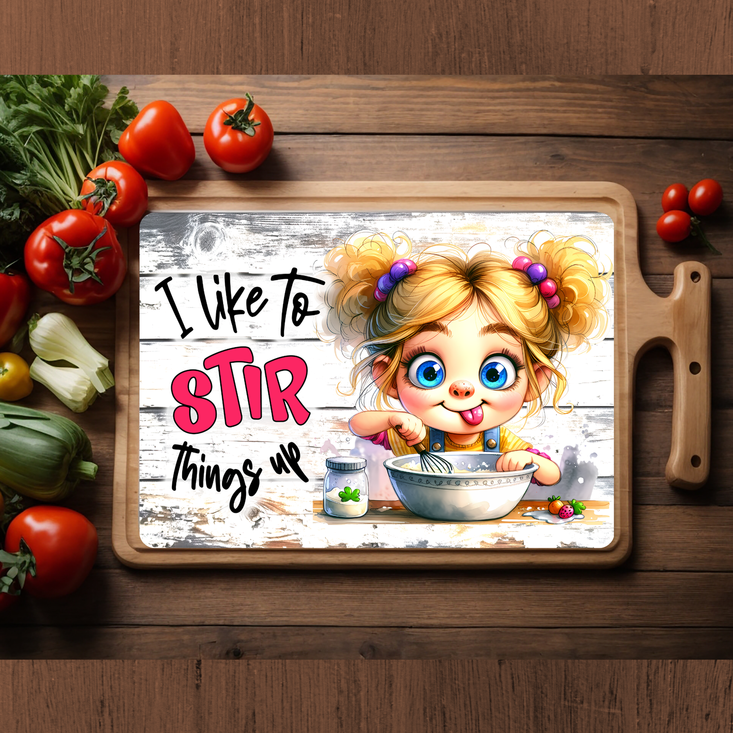 I Like to Stir Things Up Glass Cutting Board