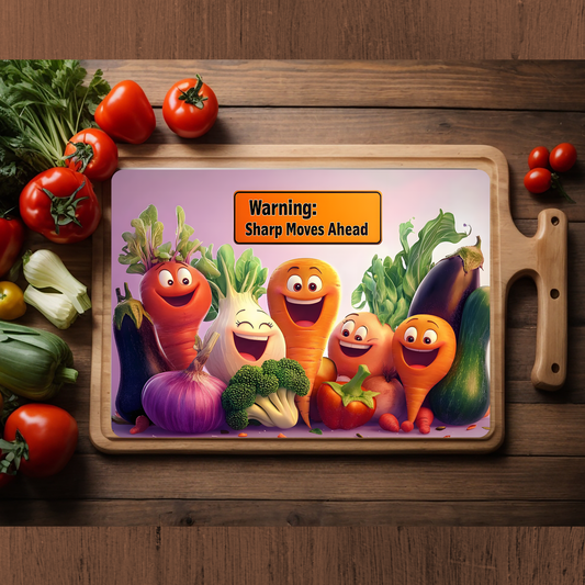 Warning Sharp Moves Ahead Glass Cutting Board