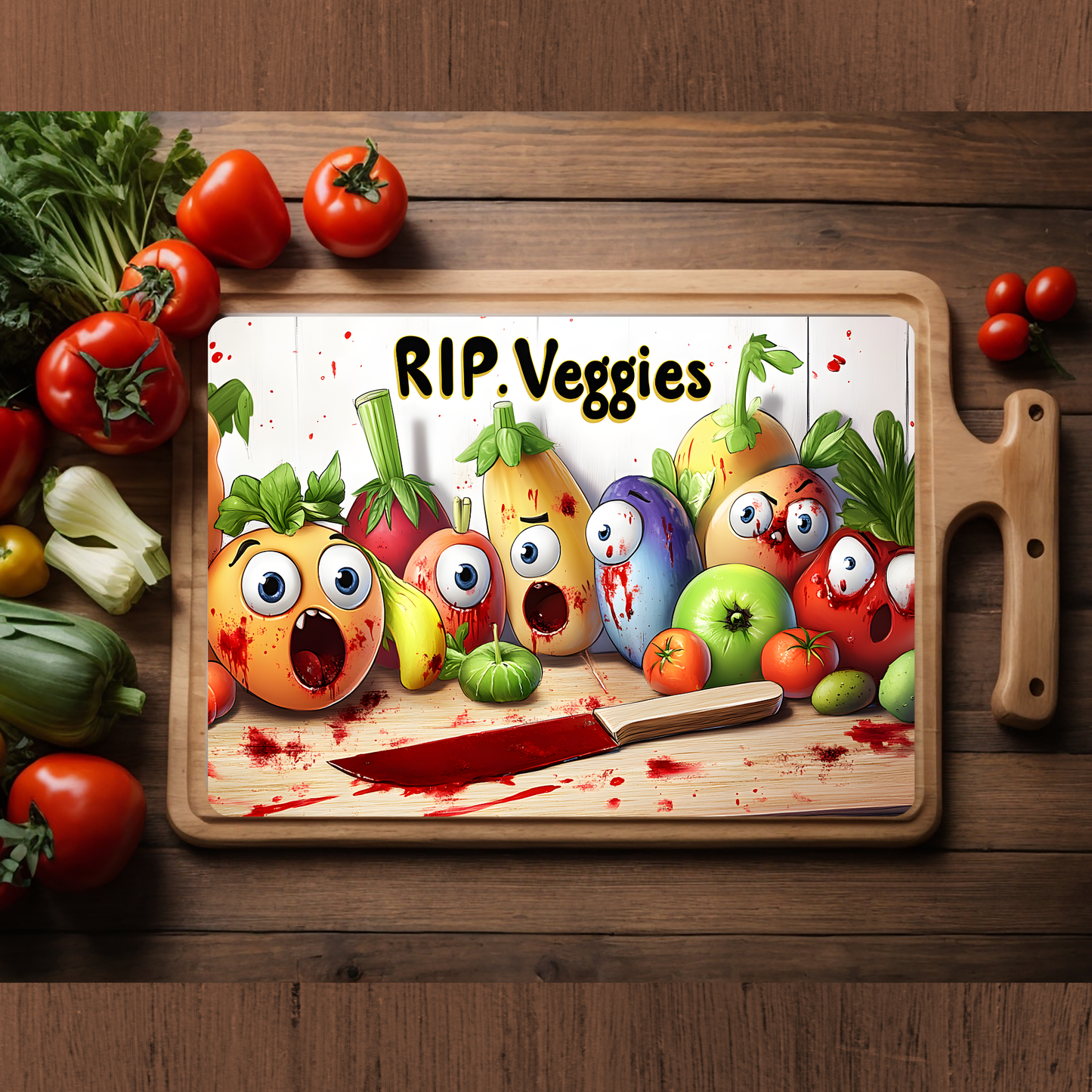 RIP Veggies Glass Cutting Board
