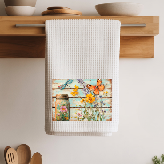 Mason Jar & Flowers Kitchen Towel