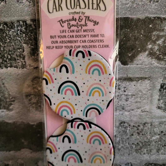 Boho Rainbow Car Coasters