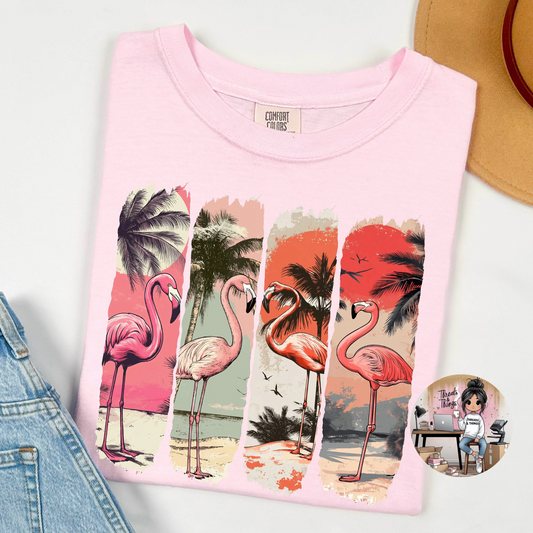 Flamingo Sunset Brush Strokes