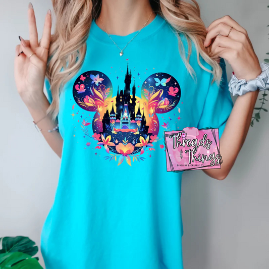 Bright Floral Magical Castle T-Shirt