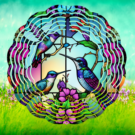 Humming Birds Stain glassed Wind Spinner