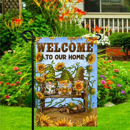 Sunflower Gnome Garden Flag
