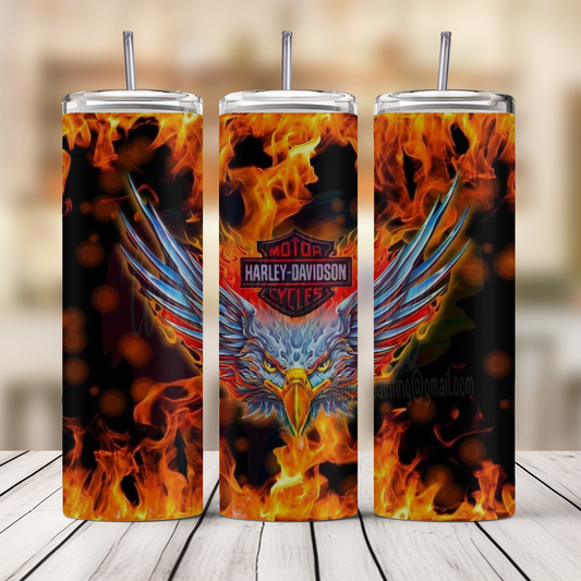 Eagle in Flames 20oz Skinny Tumbler