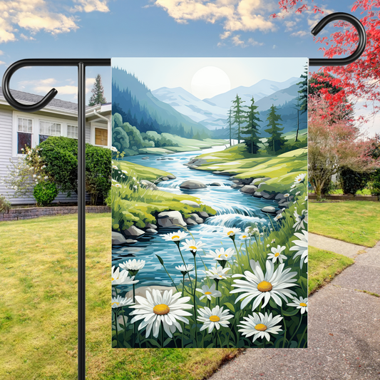 Stream of Daisies Garden Flag