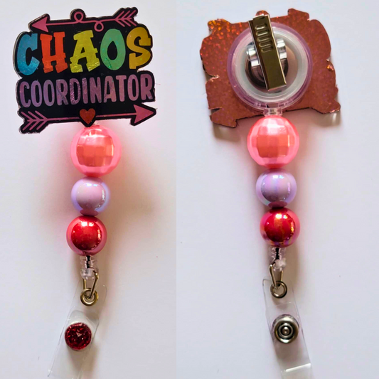 Chaos Coordinator Beaded Acrylic Badge Reel
