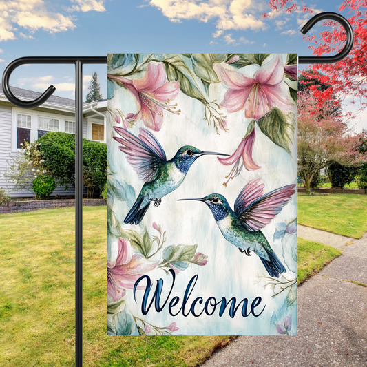 Welcome Hummingbirds Garden Flag