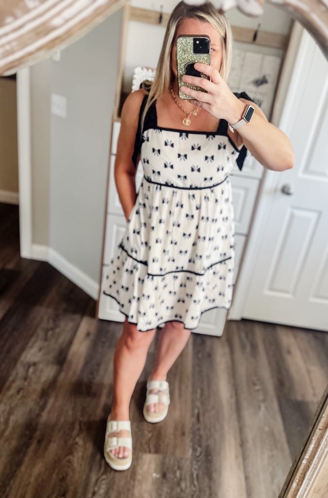 RTS: Black and White Bow Dress